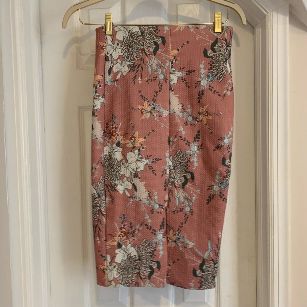 Pink Floral Midi skirt